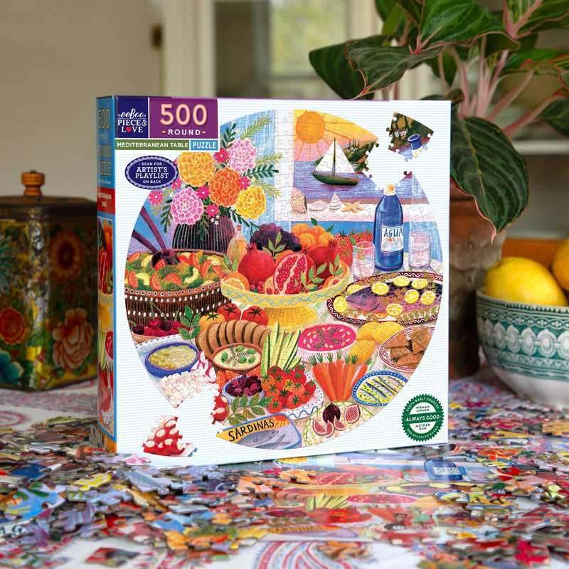 eeBoo - Mediterranean Table 500 Piece Round Puzzle