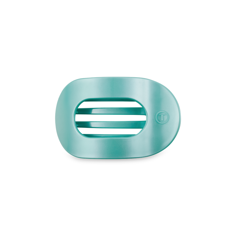 TELETIES - Round Flat Hair Clip | Small | Totally Turquoise