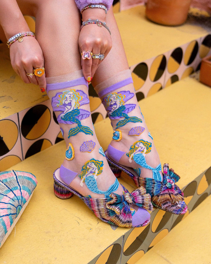 Sock Candy - Whimsical Mermaid Ruffle Sheer Crew Sock