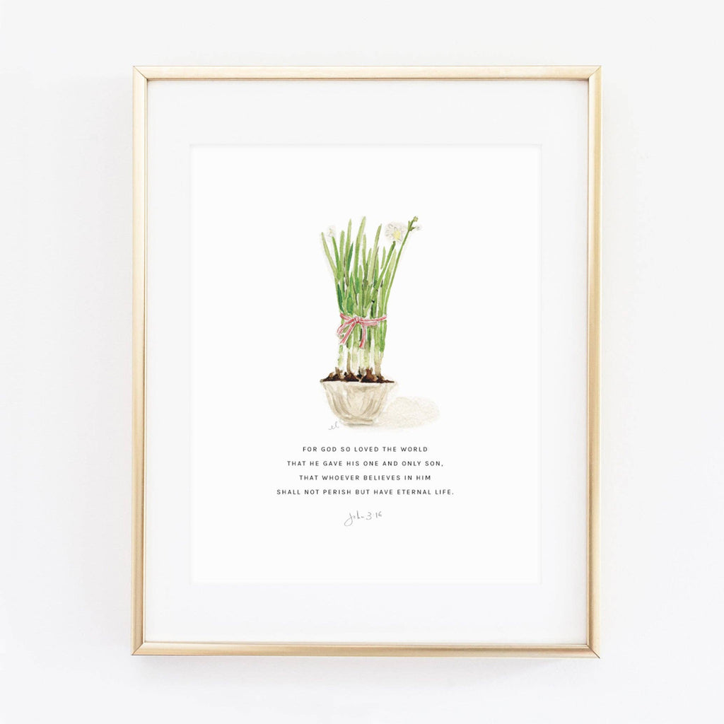 emily lex studio - John 3:16 paperwhites scripture print