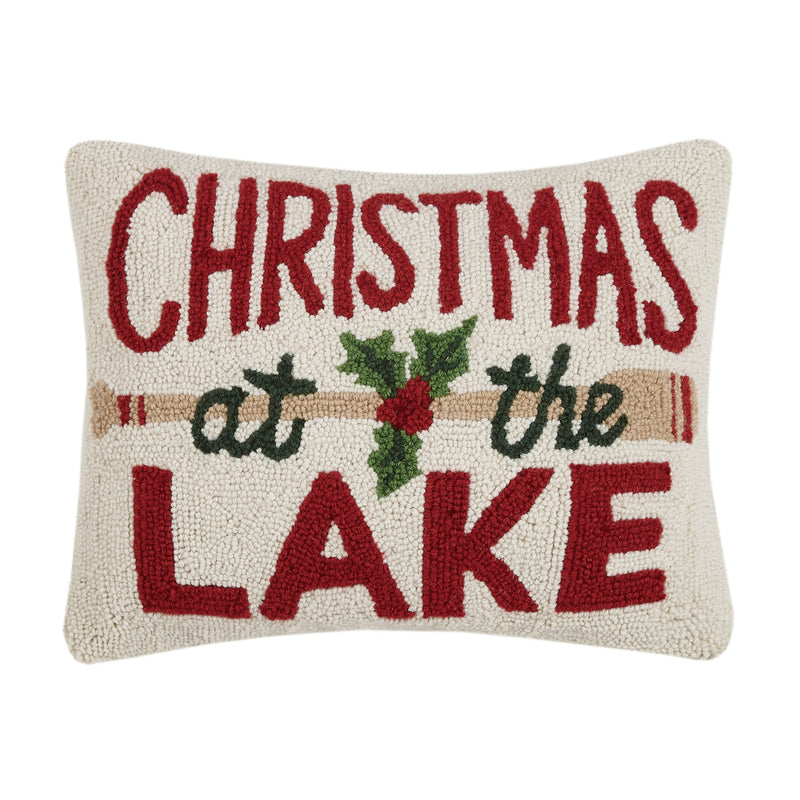 Peking Handicraft - “Christmas at the Lake” Christmas Hook Pillow (16” X 16”)