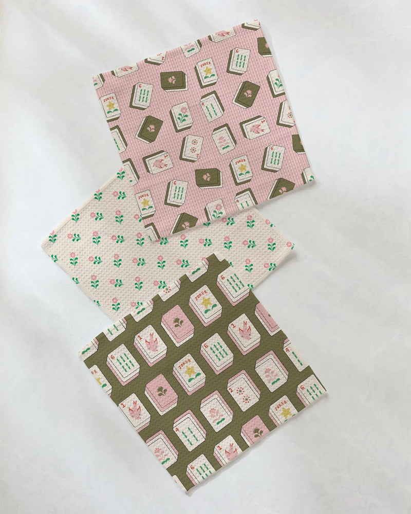 Geometry - Flower Tiles Dishcloth Set - Mahjong