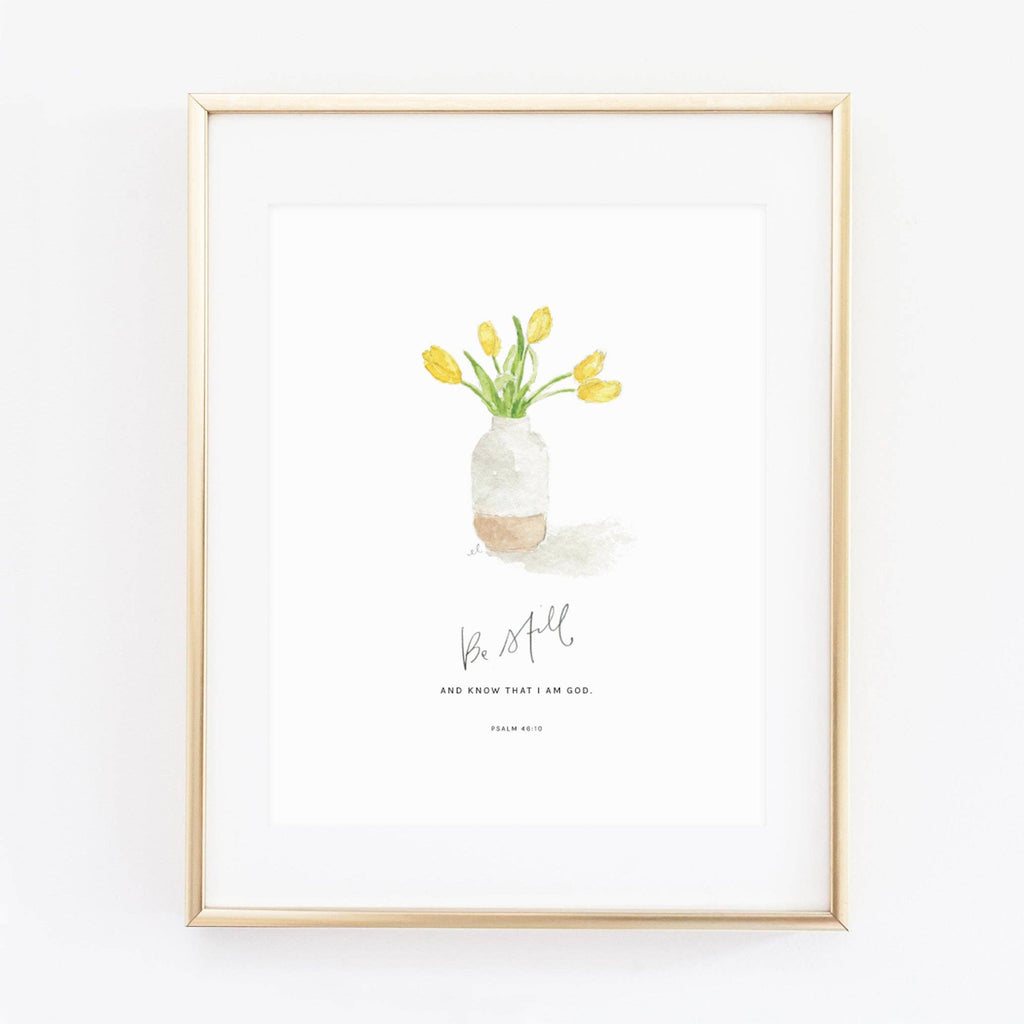 emily lex studio - Psalm 46:10 tulips scripture print