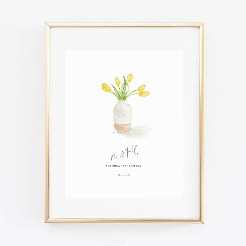 emily lex studio - Psalm 46:10 tulips scripture print