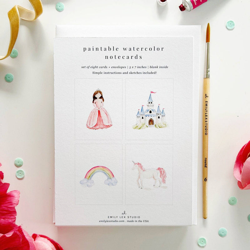 emily lex studio - Fairytale paintable watercolor notecard set
