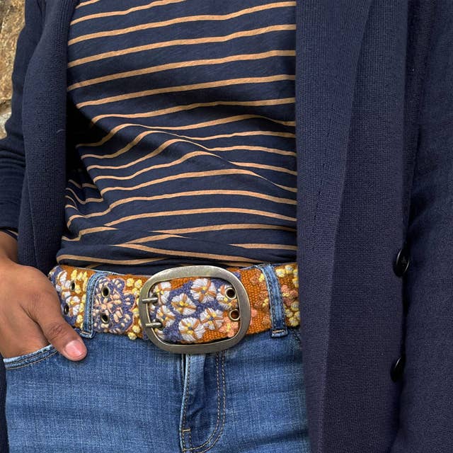 Jenny Krauss - Blue Skies Floral Embroidered Wool Belt