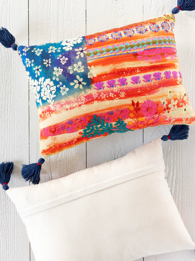 Natural Life® Boho Cotton Tassel Pillow - American Flag