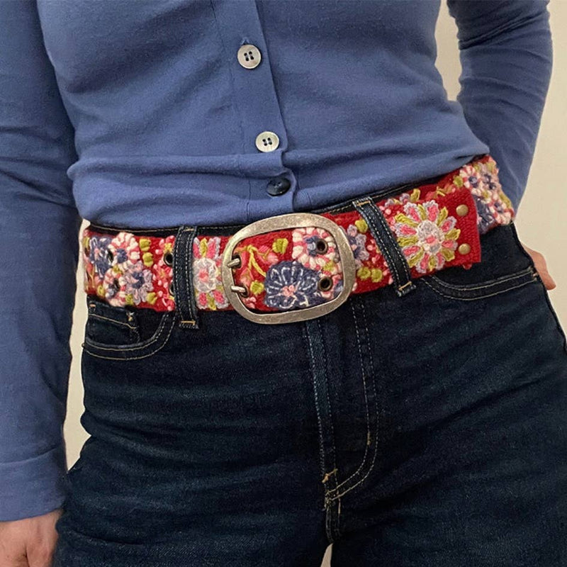 Jenny Krauss - Teaberry Embroidered Wool Belt