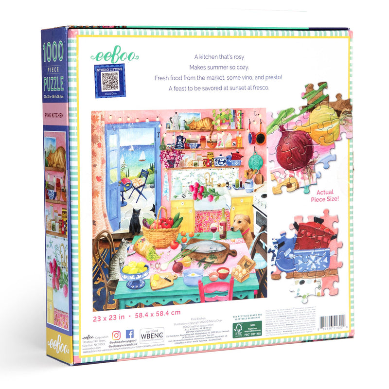 eeBoo - Pink Kitchen 1000  Piece Square Puzzle