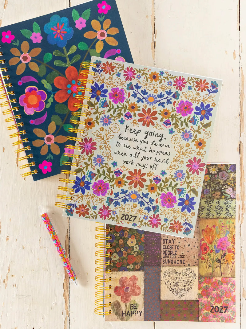 Natural Life 2026-27 17 Month Planner - Teal Folk Flower