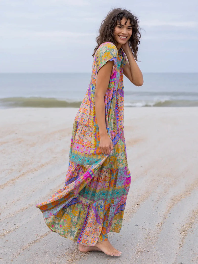 Natural Life Berkley Maxi Dress -  Folk Flower Patchwork