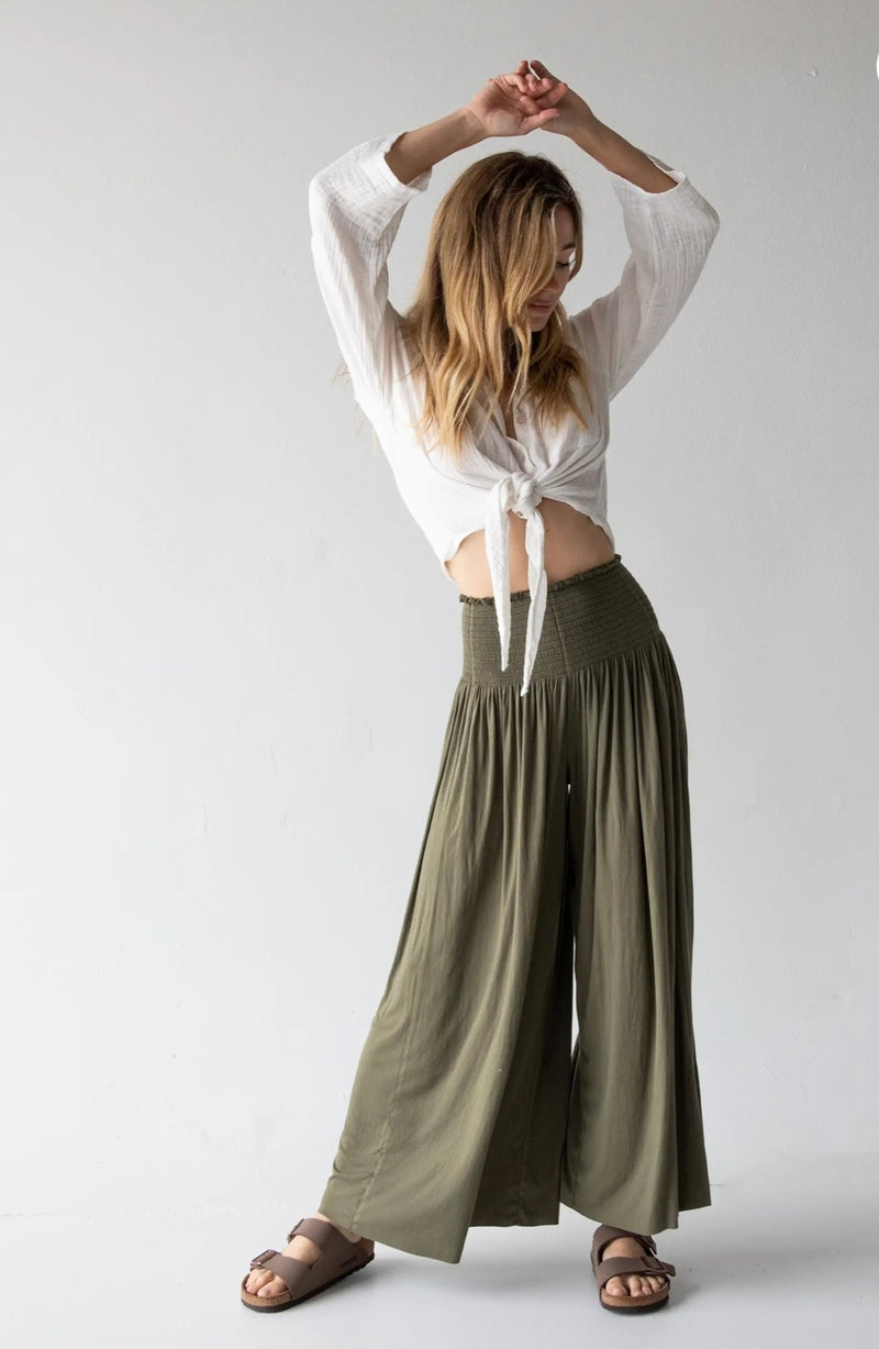 Natural Life Make A Move Knit Palazzo Pant - Olive