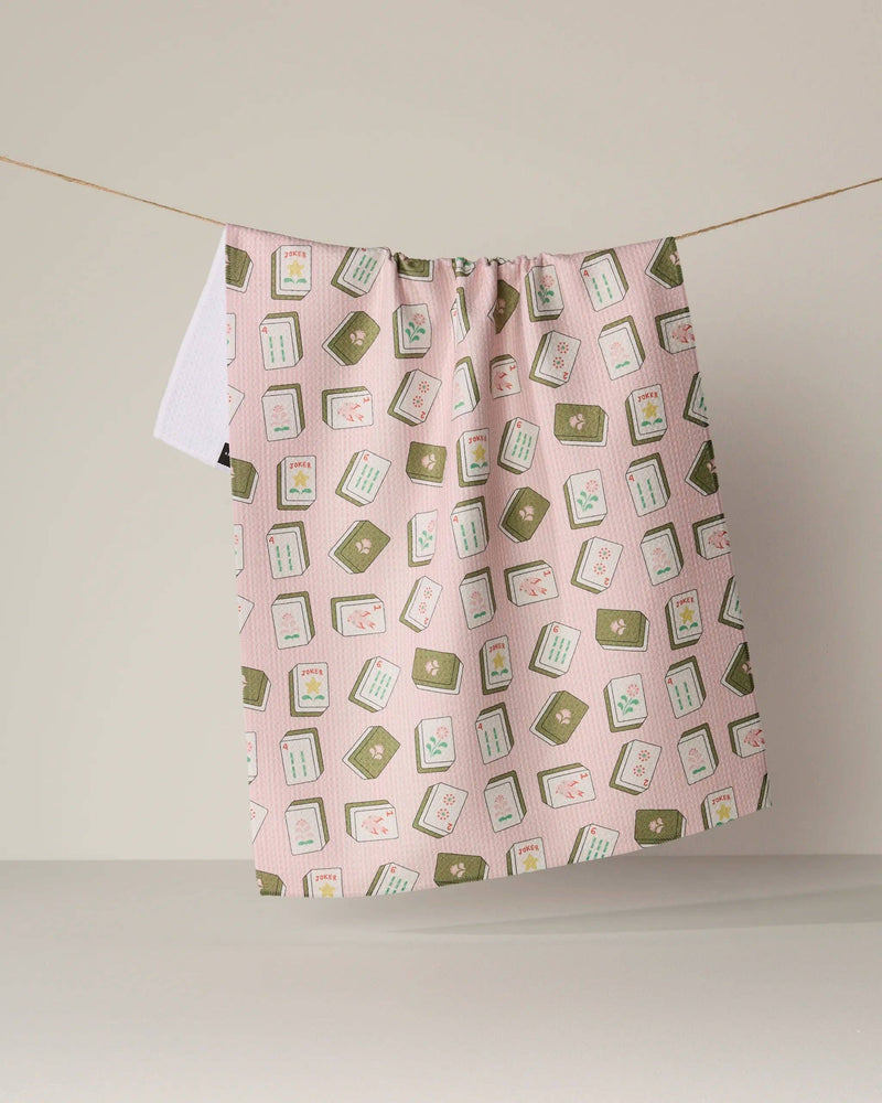 Geometry - Flower Tiles Tea Towel - Mahjong