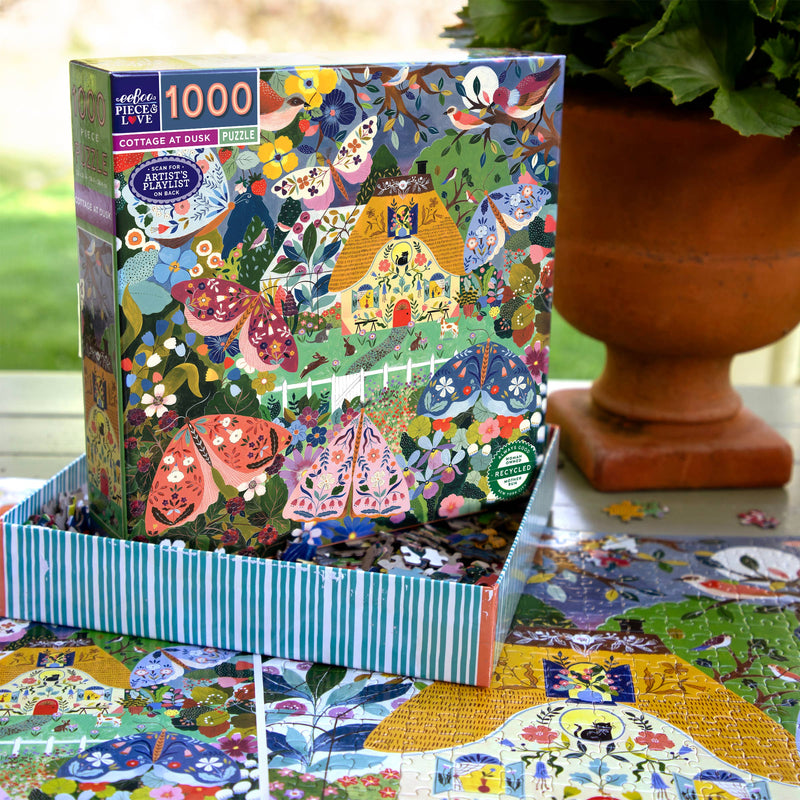 eeBoo - Cottage at Dusk 1000 Piece Puzzle