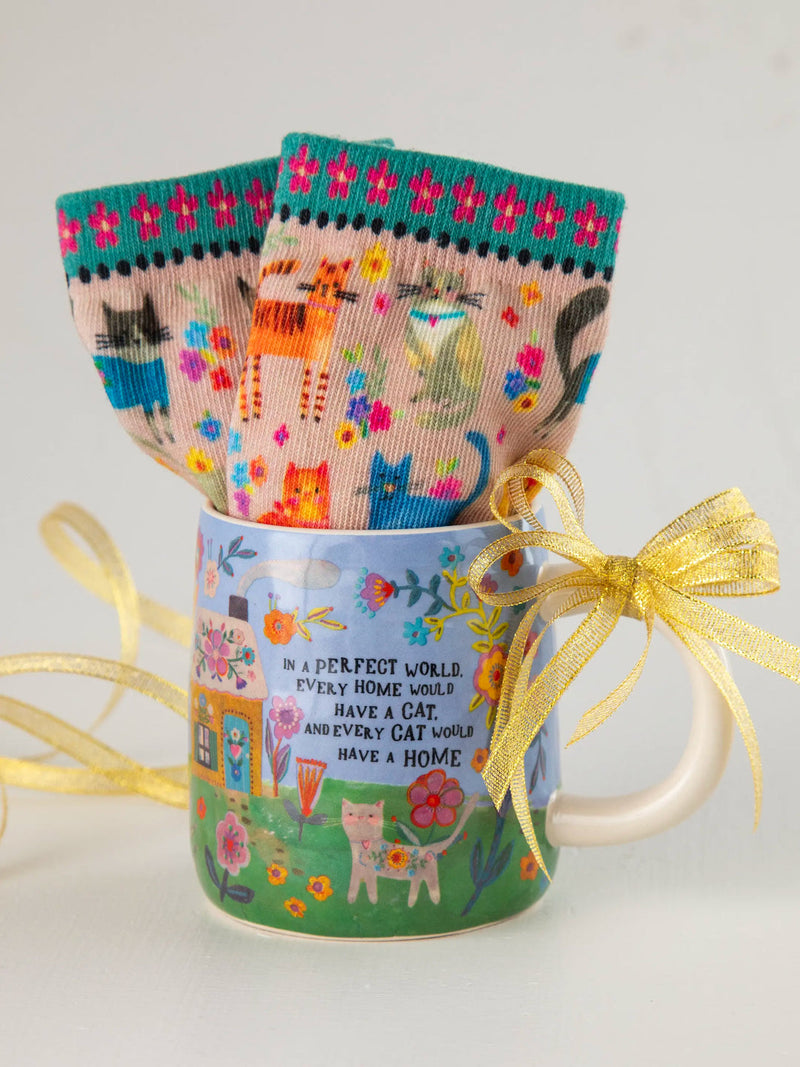 Natural Life Mug & Sock Set - Every Cat Has A Home