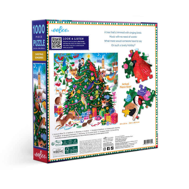 eeBoo - Christmas Songbirds 1000 Piece Puzzle