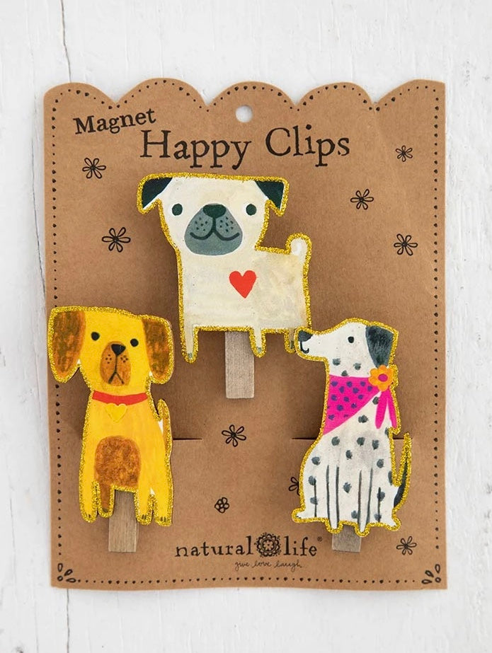 Natural Life Happy Magnet Clip Set - Dogs