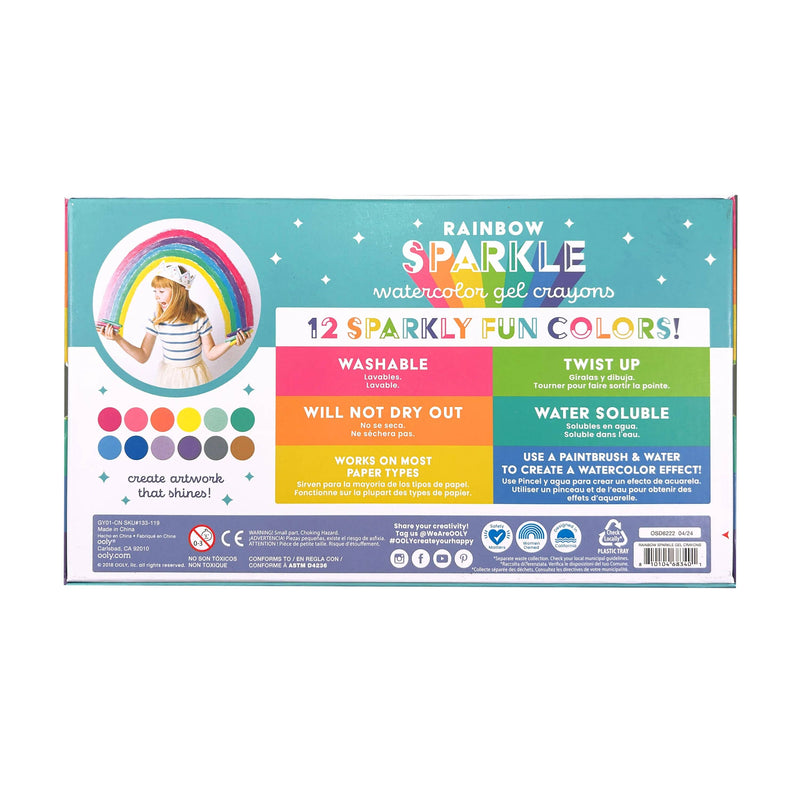 OOLY - Rainbow Sparkle: Watercolor Gel Crayons (Set of 12)