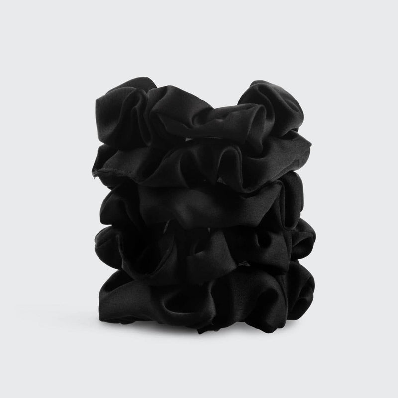 KITSCH - Black Satin Sleep Scrunchies 5pc Set