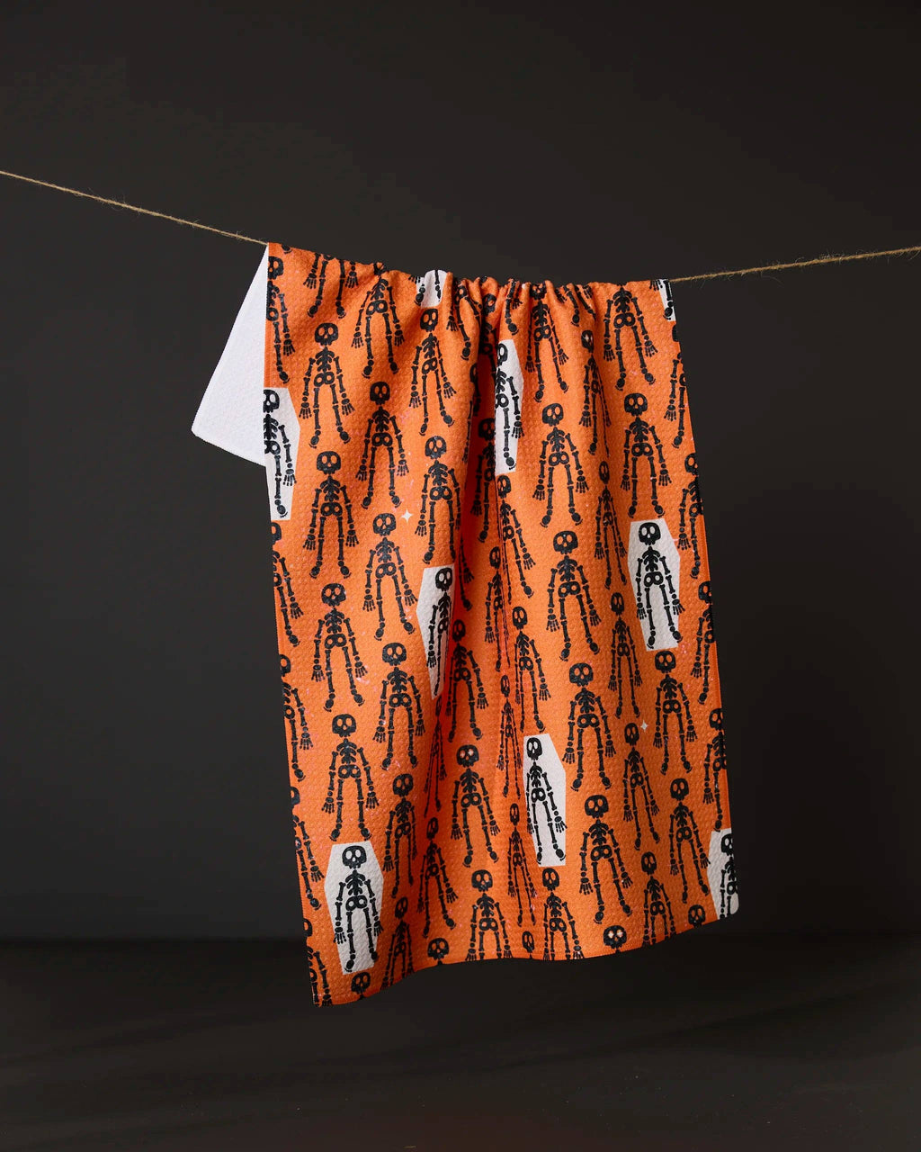 Geometry - Resting Skeletons Orange Tea Towel