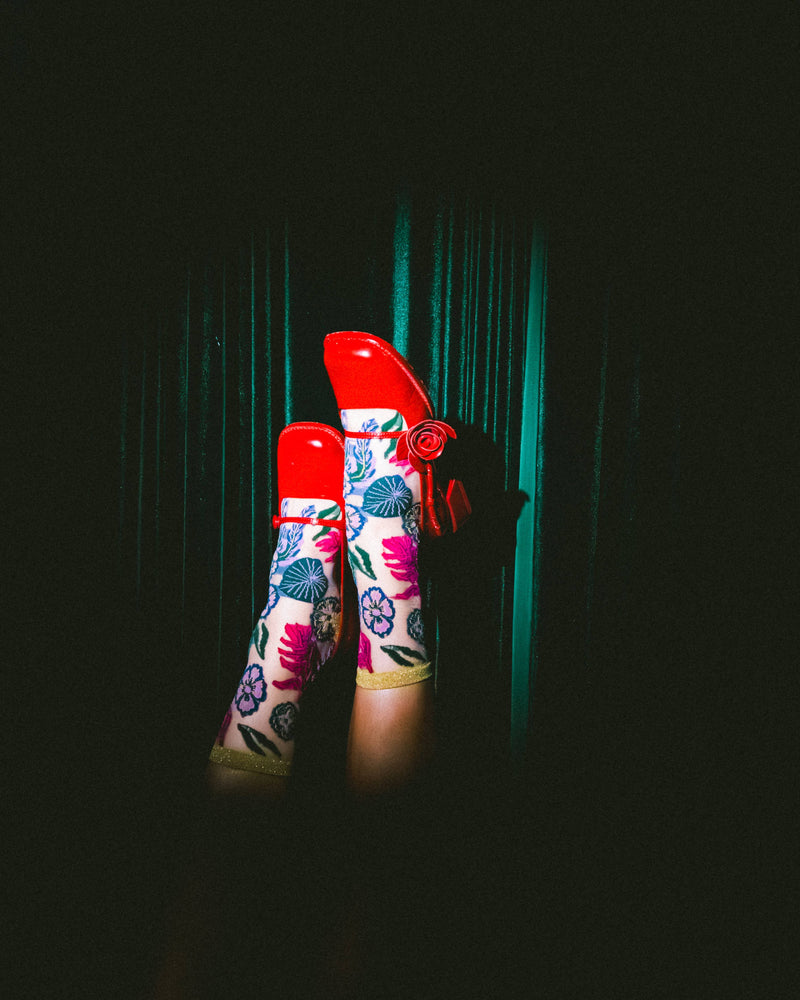Sock Candy - Festive Floral Sheer Crew Sock