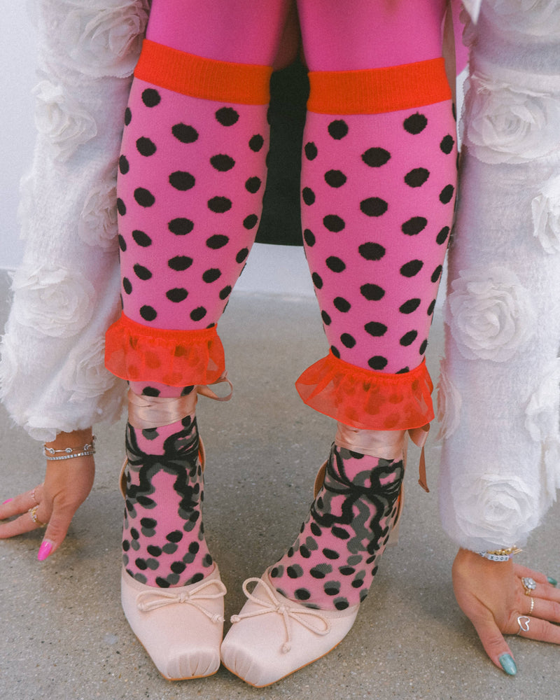 Sock Candy - Polka Dot Bow Knee High Sheer Sock