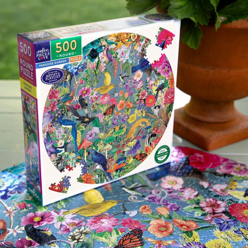 eeBoo - Paradise Garden 500 Piece Round Puzzle