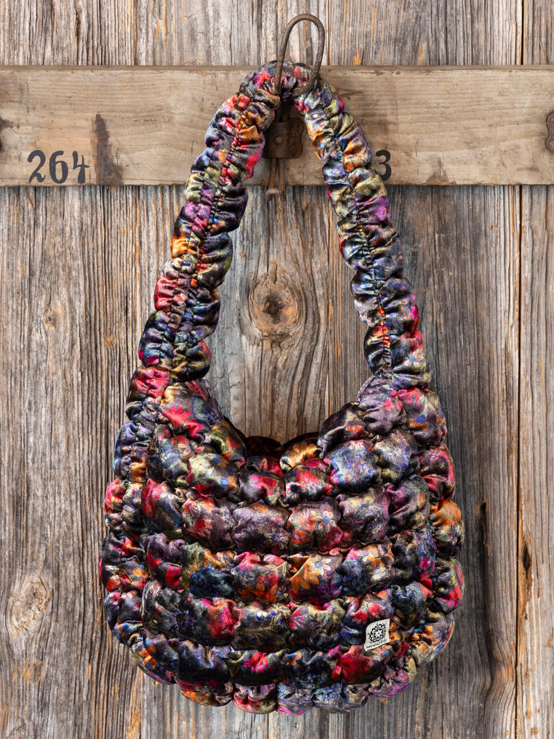 Natural Life Puffy Velvet Fit-It-All Bag - Small Dark Floral Garden