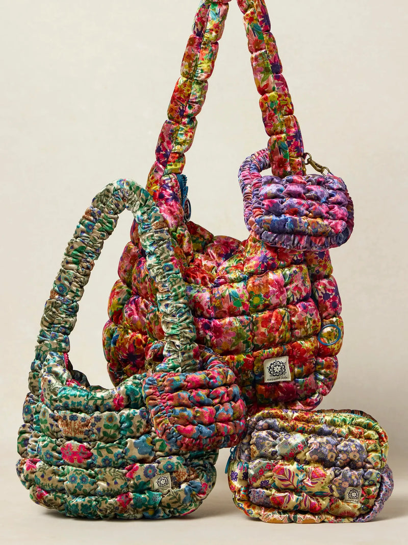 Natural Life® Puffy Velvet Mini Clip-On Pouch - Dark Floral Garden