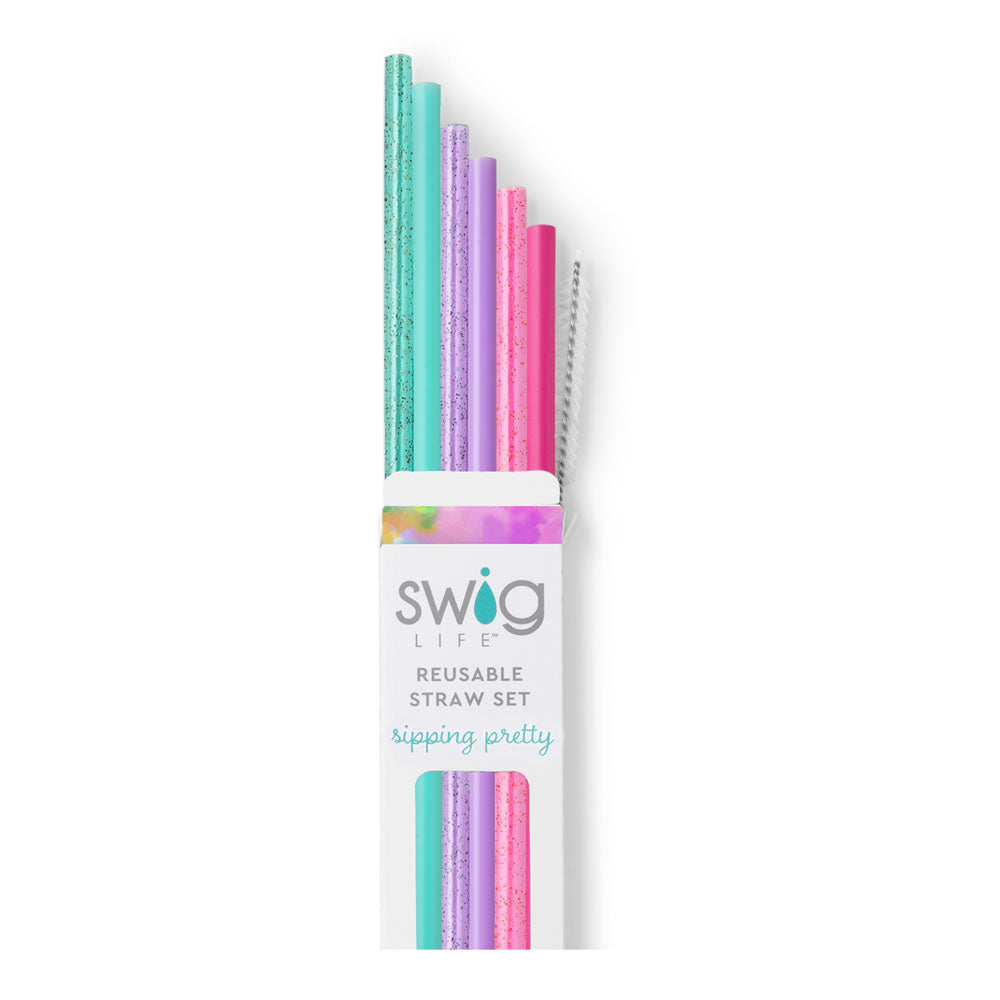 Swig Life Cloud Nine Glitter Reusable Straw Set (Tall)