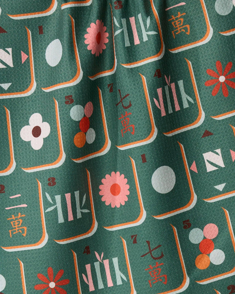 Geometry - Moss Tile Toss Tea Towel - Mahjong
