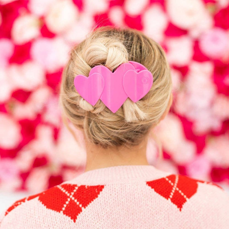 TELETIES - Flat Hair Clip | Large | Pink Heart to Heart