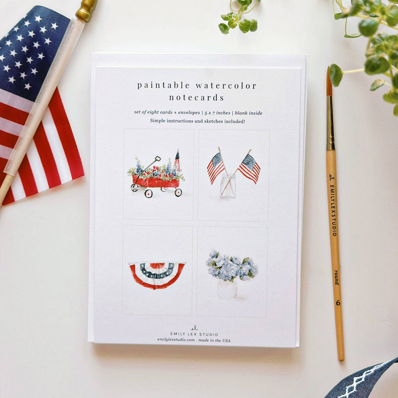 emily lex studio - Americana paintable watercolor notecard set