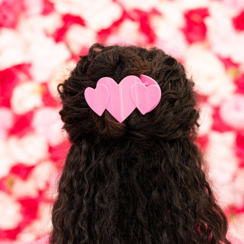 TELETIES - Flat Hair Clip | Medium | Pink Heart to Heart