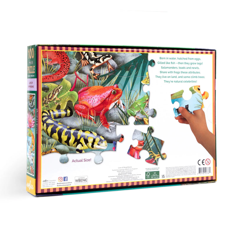 eeBoo - Love of Amphibians 100 Piece Puzzle