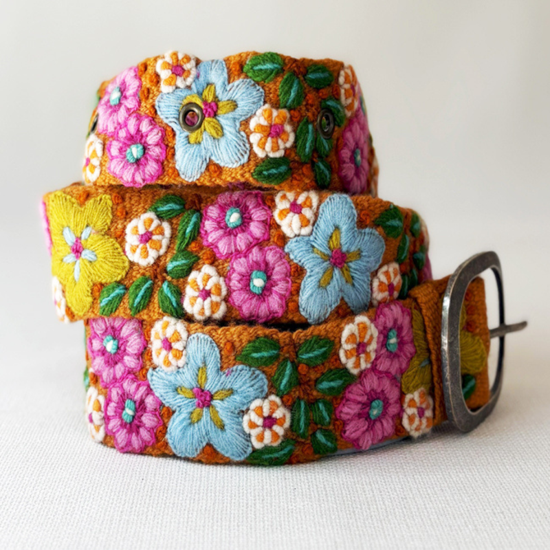 Jenny Krauss - In the Garden Floral Embroidered Wool Belt