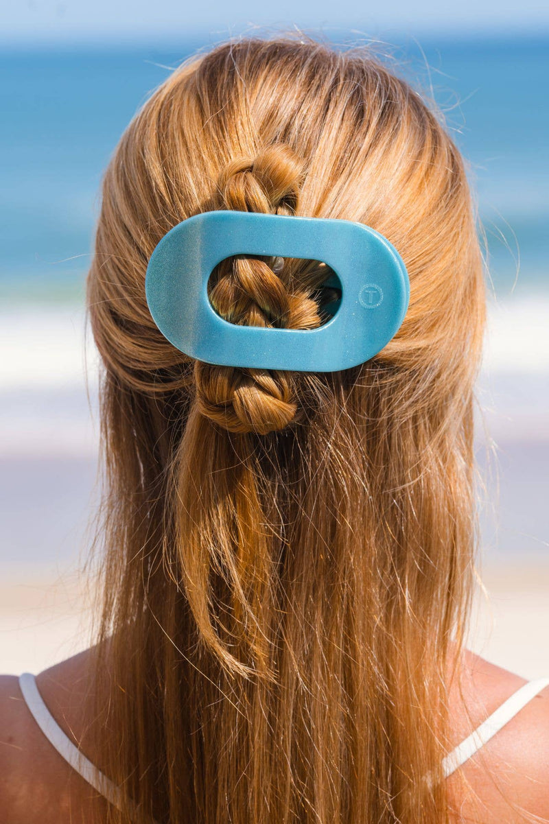 TELETIES - Round Flat Hair Clip | Large | Blue Seas