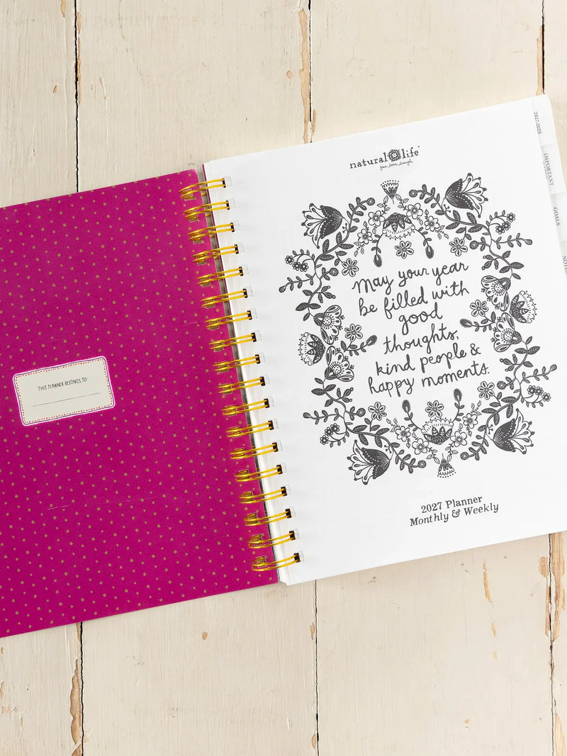 Natural Life 2026-27 17 Month Planner - Teal Folk Flower