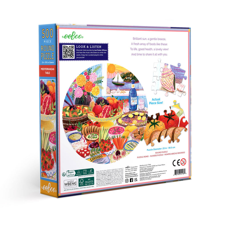eeBoo - Mediterranean Table 500 Piece Round Puzzle