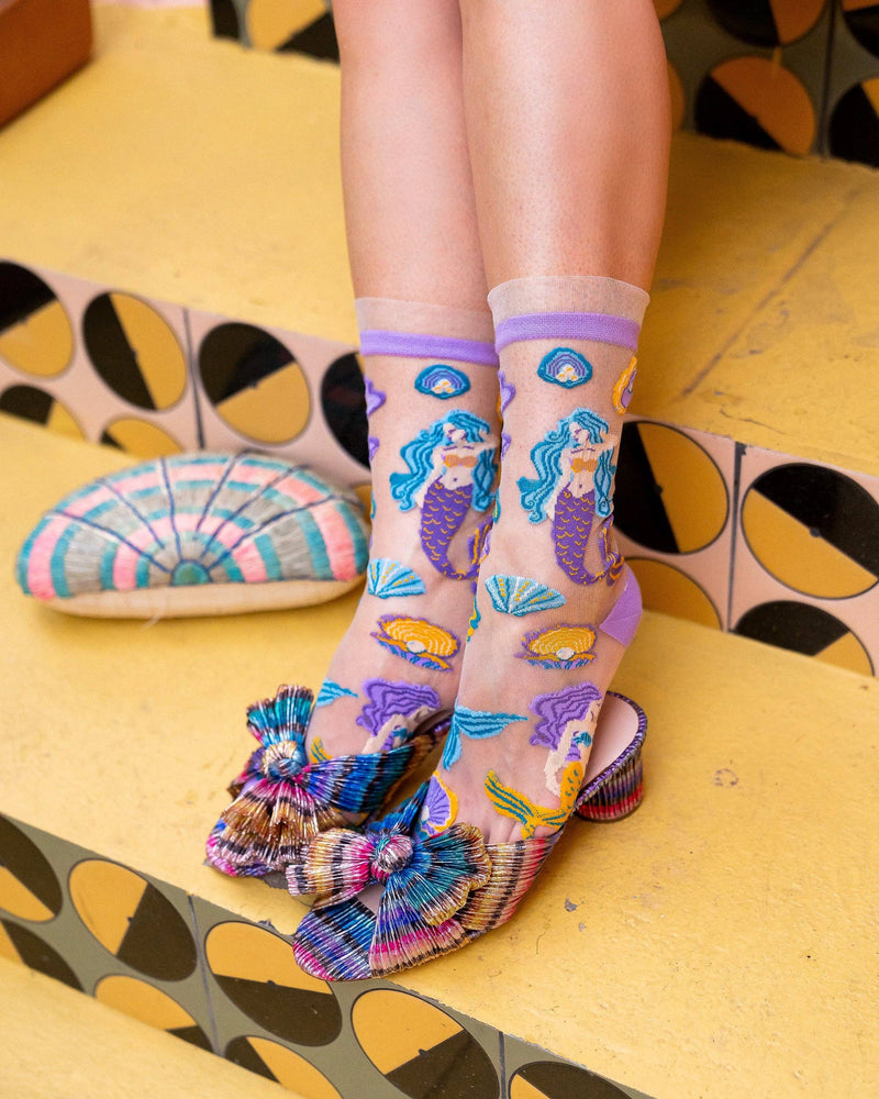 Sock Candy - Whimsical Mermaid Ruffle Sheer Crew Sock