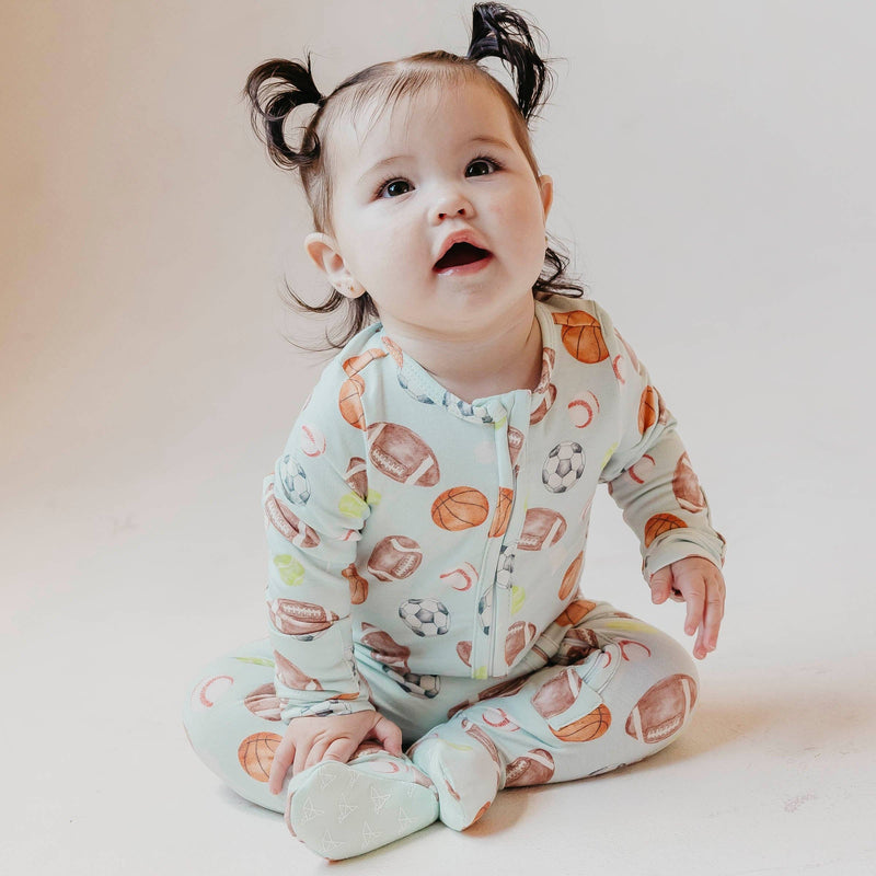 Copper Pearl - Zip-Up Footie Pajama - Sports Medley