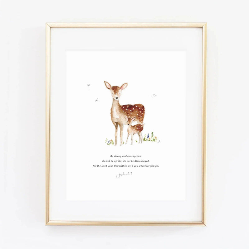 emily lex studio - Joshua 1:9 mama + baby deer scripture print