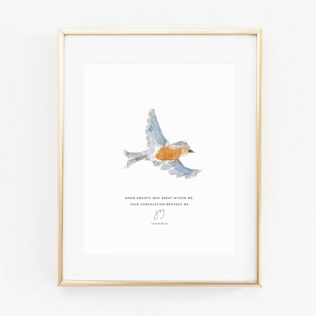 emily lex studio - Psalm 94:19 bird scripture print