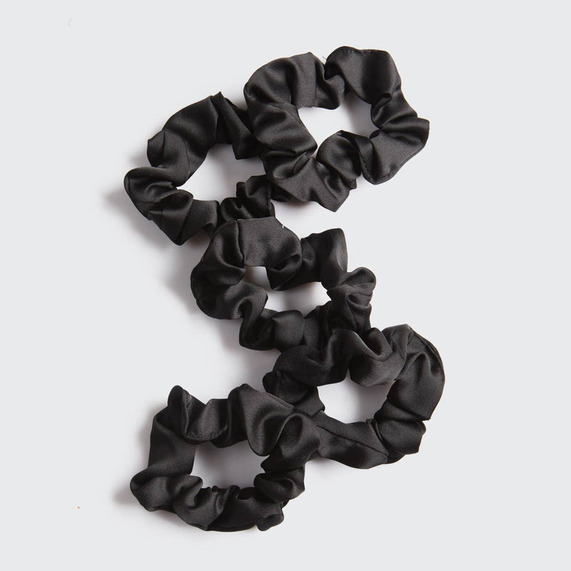 KITSCH - Black Satin Sleep Scrunchies 5pc Set