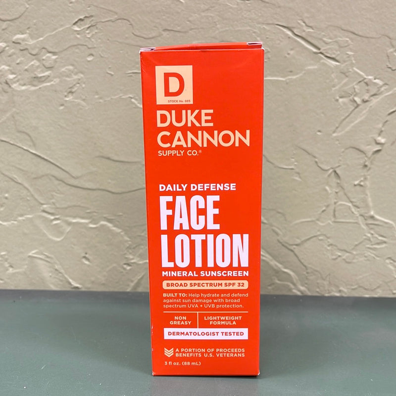 Duke Cannon DAILY DEFENSE FACE LOTION WITH MINERAL SUNSCREEN SPF 32
