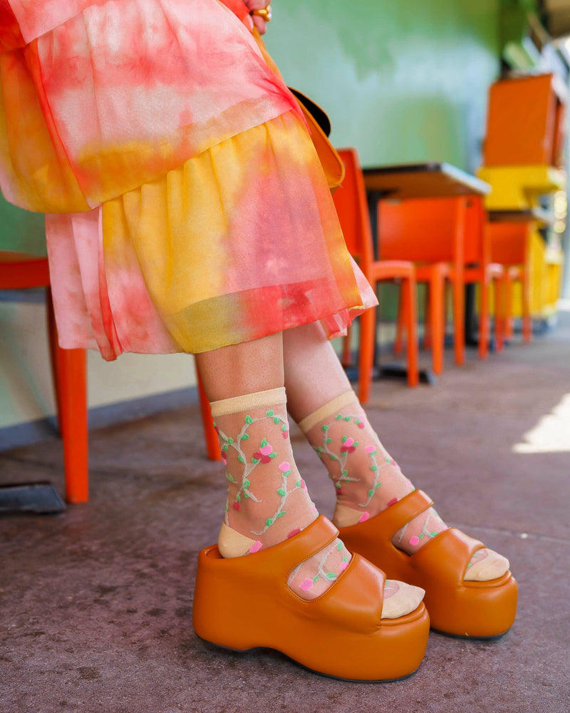 Sock Candy - Sheer Rosettes Crew Sock