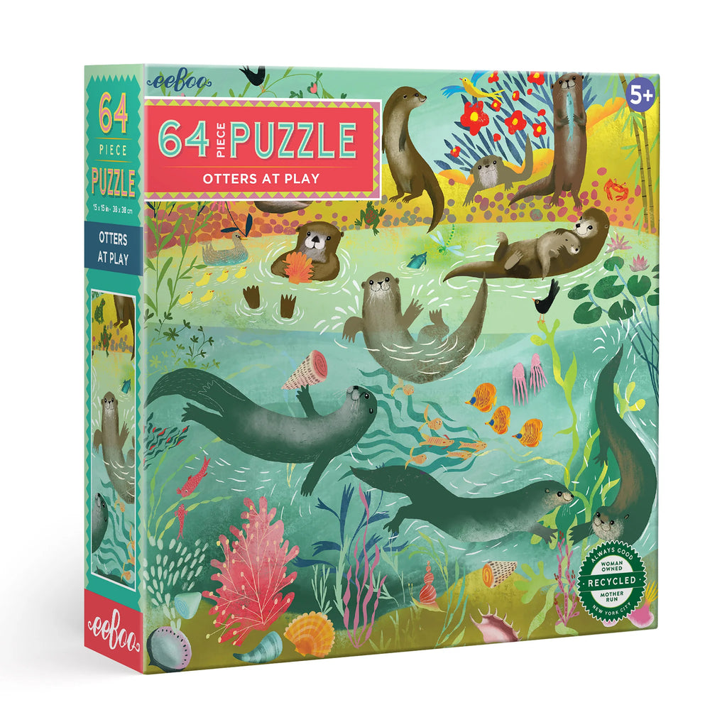 eeBoo - Otters At Play 64 Piece Puzzle