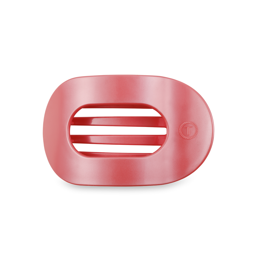 TELETIES - Round Flat Hair Clip | Medium | Calming Coral