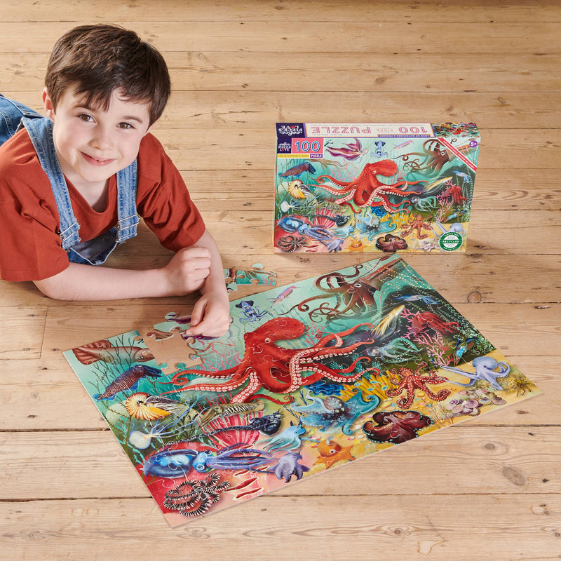 eeBoo - Love of Octopuses & Friends 100 Piece Puzzle
