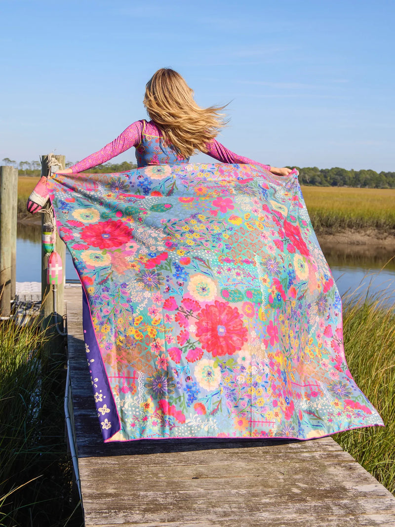 Natural Life - XL Double-Sided Microfiber Beach Towel - Tropic Bandana Navy